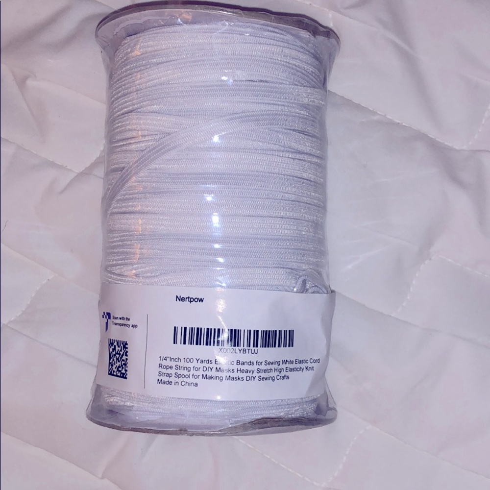 100 Yards of 1/4” White Elastic Band